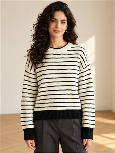 Relaxed striped knit sweater