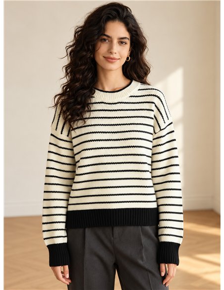 Relaxed striped knit sweater