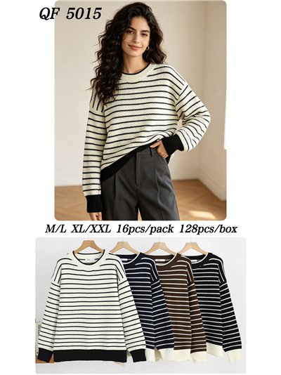 Relaxed striped knit sweater 2