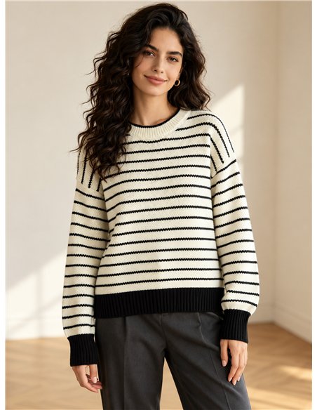 Relaxed striped knit sweater