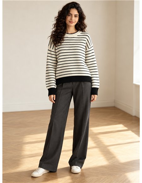 Relaxed striped knit sweater