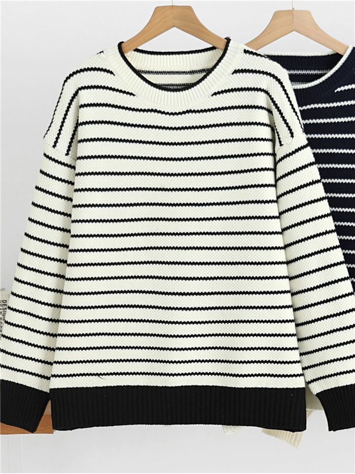 Relaxed striped knit sweater