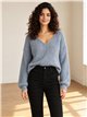Pull en maille ajourée à col en V