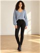Pull en maille ajourée à col en V