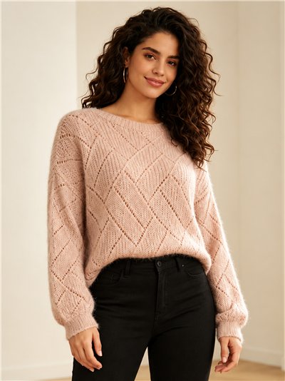 pull en maille ajourée géométrique