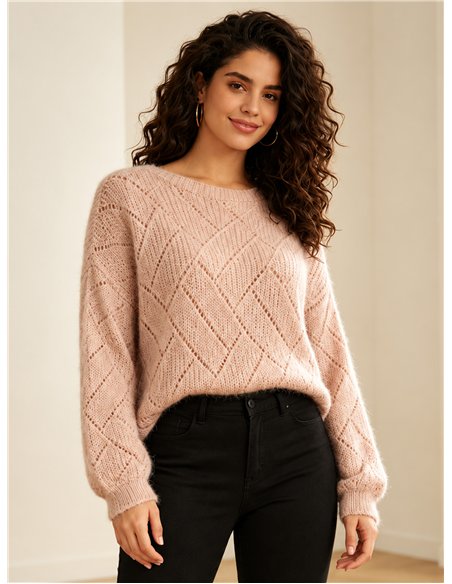 pull en maille ajourée géométrique