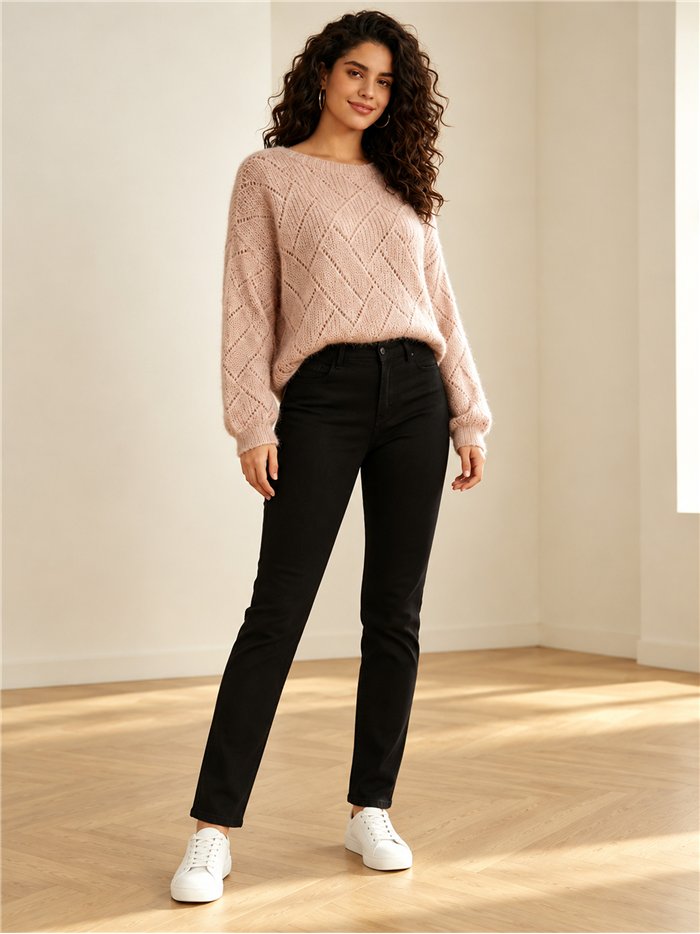pull en maille ajourée géométrique