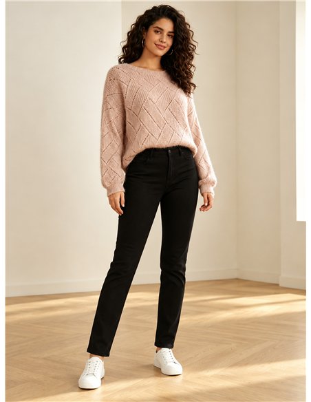pull en maille ajourée géométrique