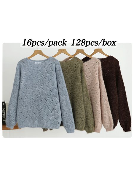 pull en maille ajourée géométrique
