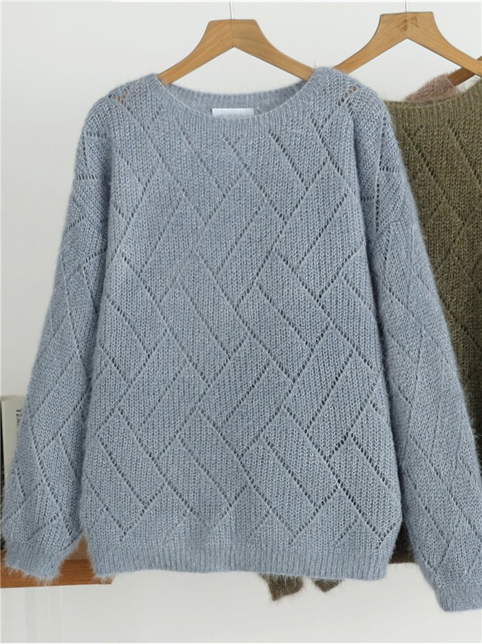 pull en maille ajourée géométrique