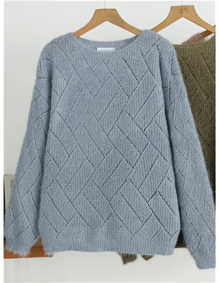 pull en maille ajourée géométrique