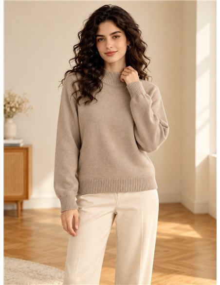 Jersey básico de punto cuello subido