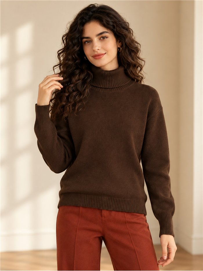 Maglione a collo alto basic in maglia