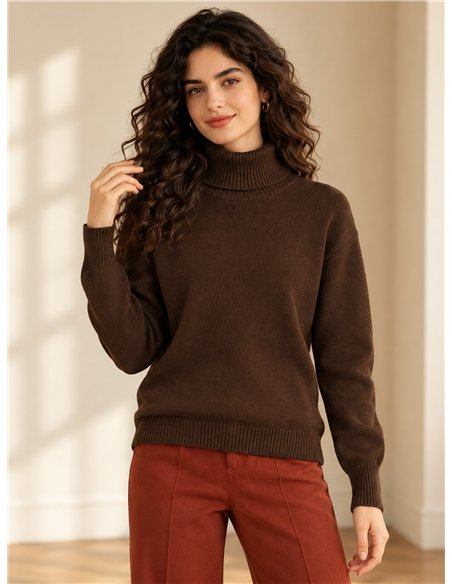 Maglione a collo alto basic in maglia