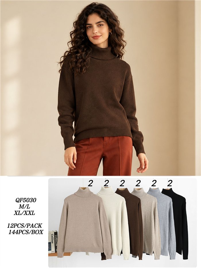 Maglione a collo alto basic in maglia