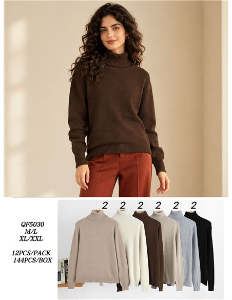 Maglione a collo alto basic in maglia