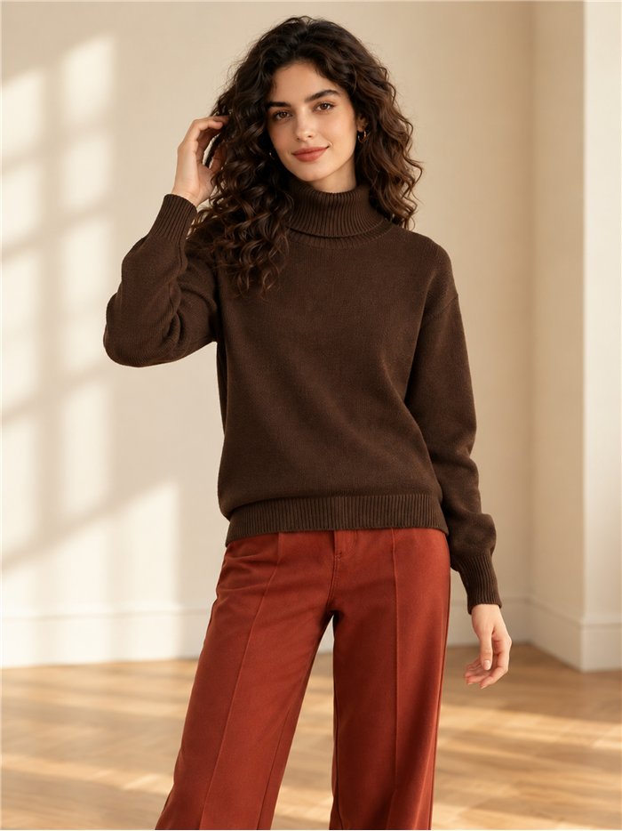 Maglione a collo alto basic in maglia