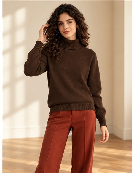 Maglione a collo alto basic in maglia