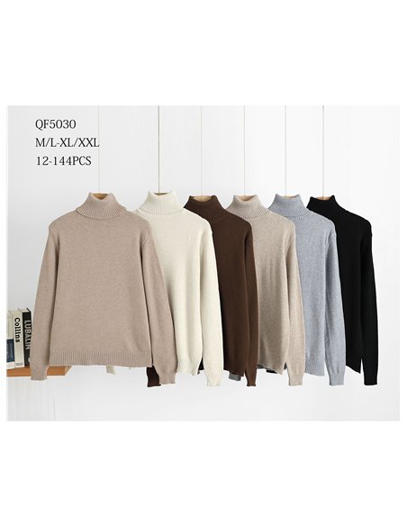 Maglione a collo alto basic in maglia