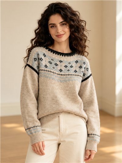pull en maille à bordure nordique