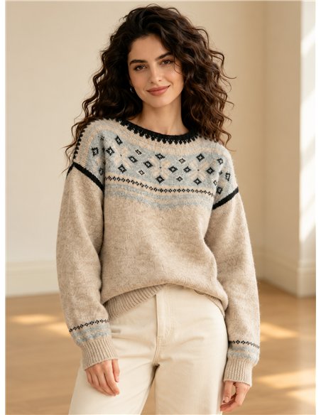 pull en maille à bordure nordique