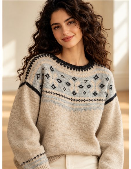 pull en maille à bordure nordique