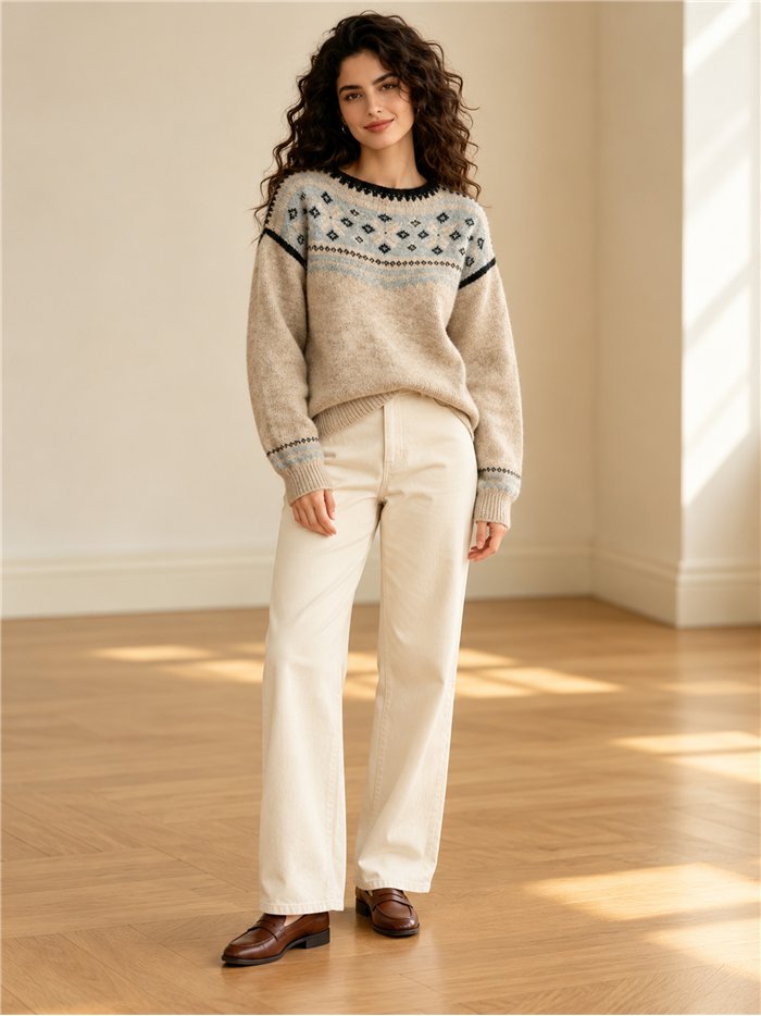 pull en maille à bordure nordique