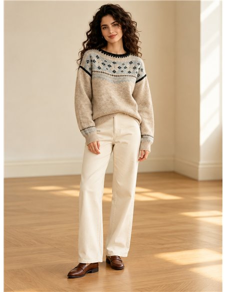 pull en maille à bordure nordique