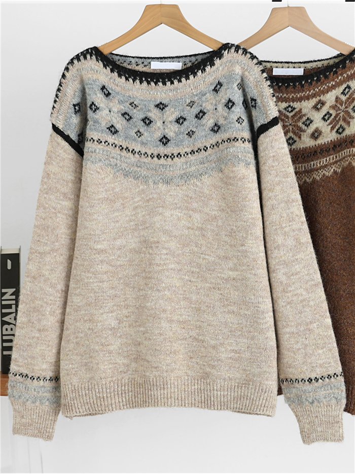 pull en maille à bordure nordique