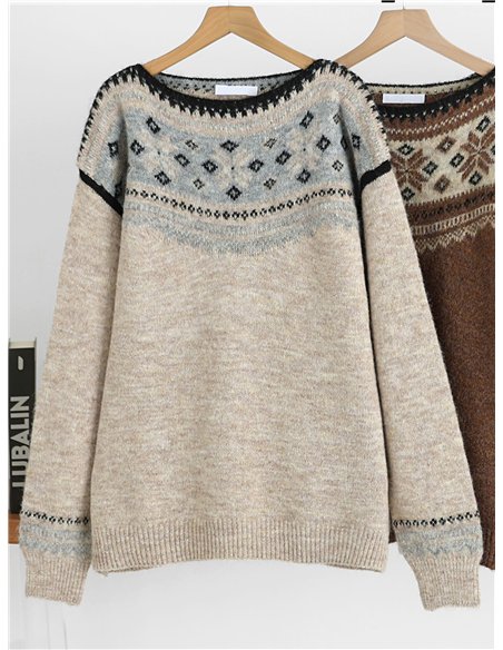 pull en maille à bordure nordique