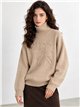 Jersey amplio bordado floral cuello alto