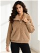 Faux fur panel knit jacket