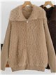 Faux fur panel knit jacket