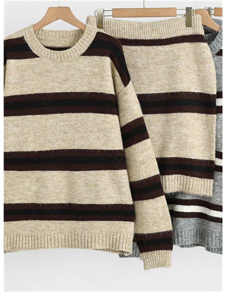 Conjunto de jersey rayas y falda corta