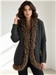 Long cardigan en maille bordé de fourrure
