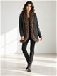 Long cardigan en maille bordé de fourrure