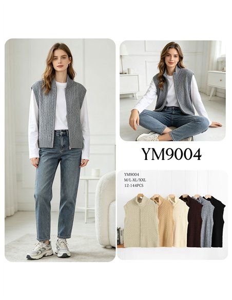 Cable knit zip vest