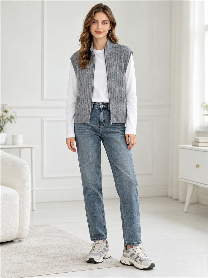 Cable knit zip vest