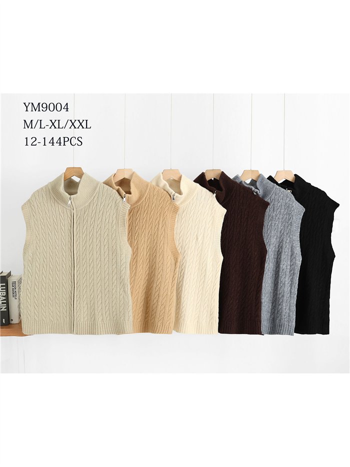 Cable knit zip vest