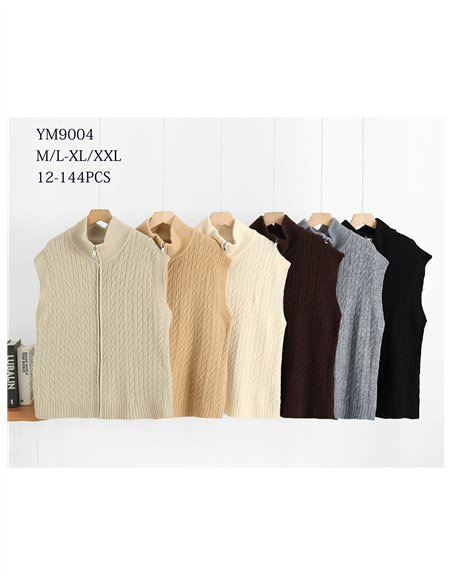 Cable knit zip vest