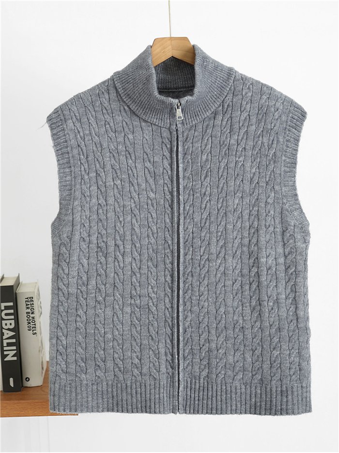 Cable knit zip vest