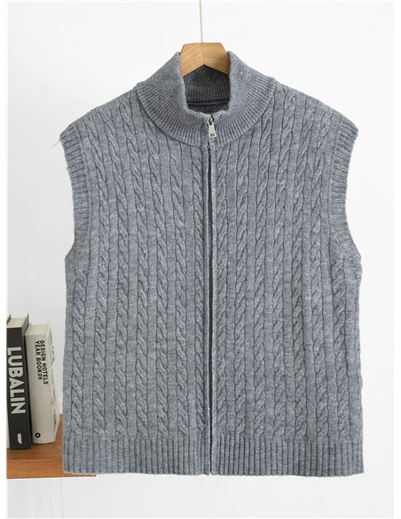 Cable knit zip vest
