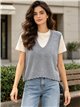 Openwork V-neck knit vest