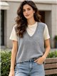 Openwork V-neck knit vest
