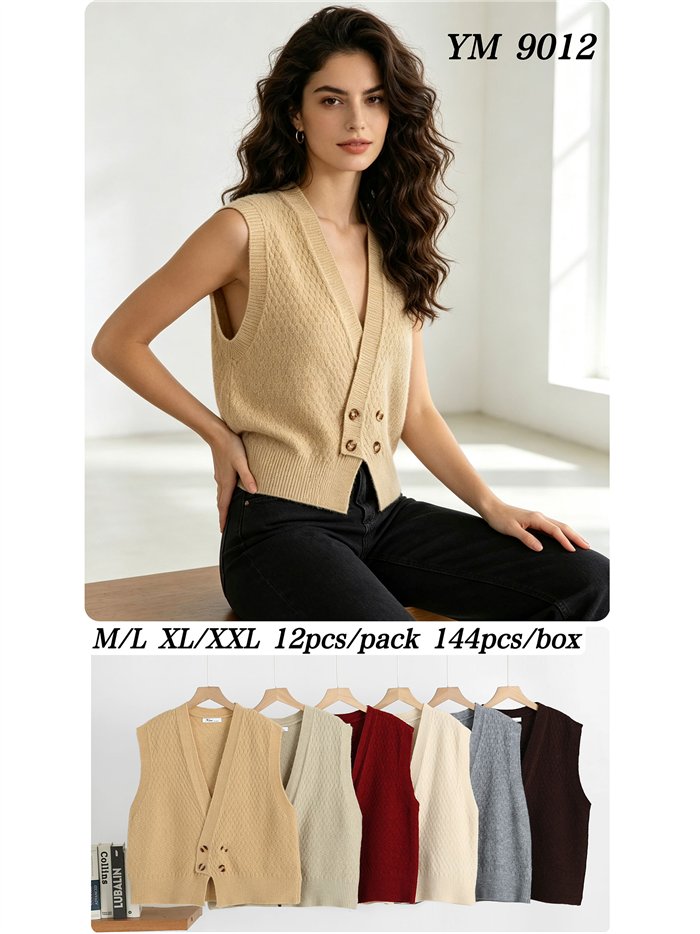 Textured button knit vest