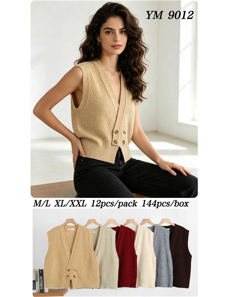 Textured button knit vest