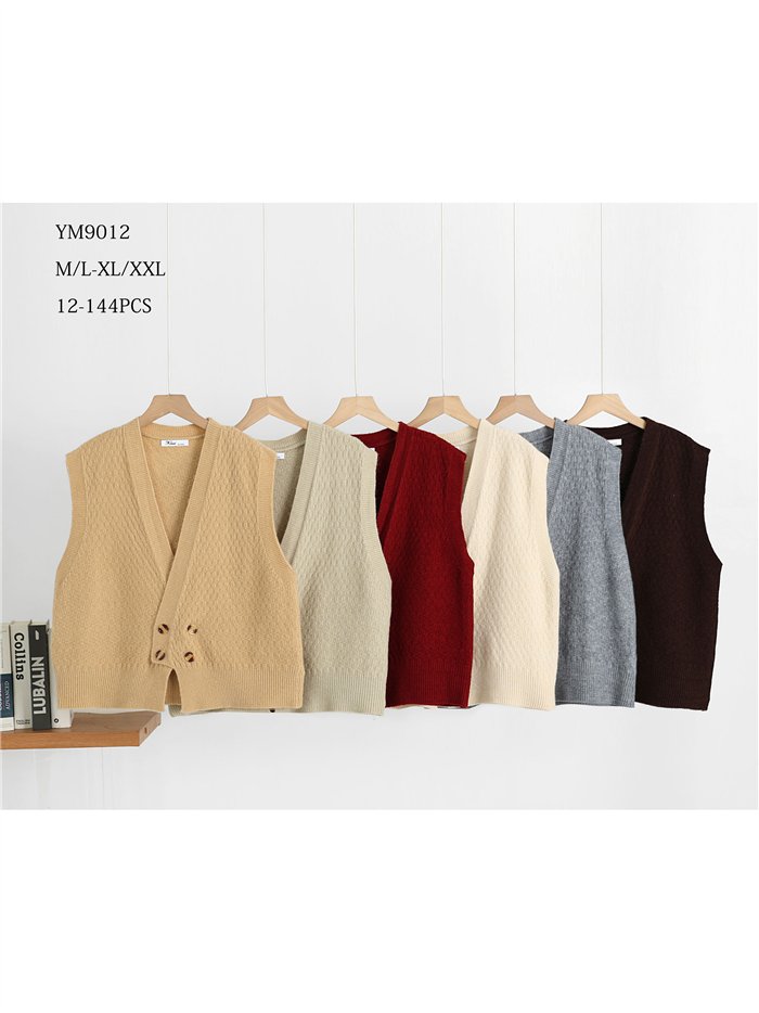 Textured button knit vest