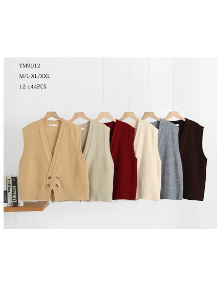 Textured button knit vest