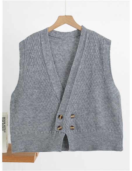 Textured button knit vest