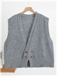 Textured button knit vest